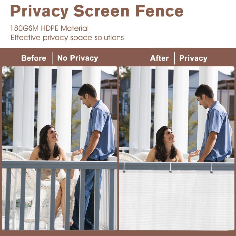 SUNNY GUARD 3FTx16FT سياج شاشة الخصوصية للشرفة البيضاء، شاشة حديدية للشقق شاشة رياح شديدة التحمل للخارج، سطح السفينة، الفناء الخلفي، خصوصية الفناء (نصنع أحجام مخصصة) - Image 3